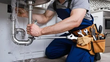 Plumber repairing sink pipes in Lawrenceville, Georgia home